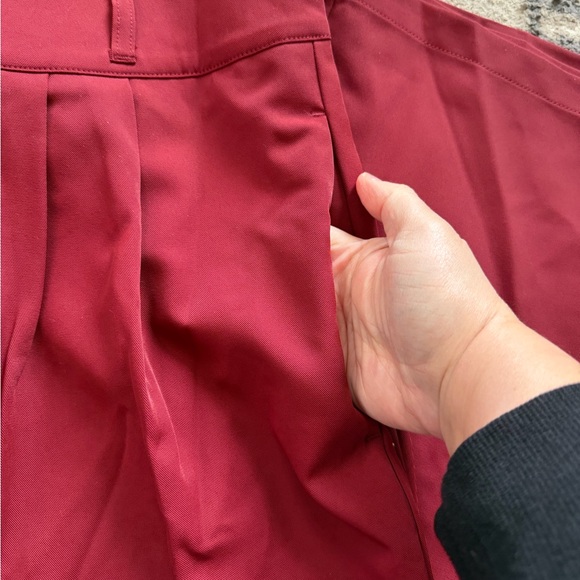 Halara Red Flex High Waisted Zipper Pocket Shirred Straight Leg Work Pants XL - Picture 11 of 13